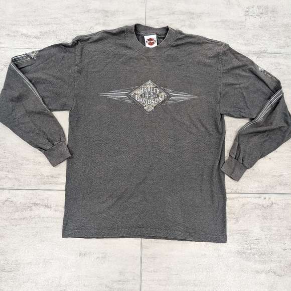 Harley-Davidson Other - Vtg 2005 Harley Davidson Men's Grey Crystal River Florida Long Sleeve Tee Large